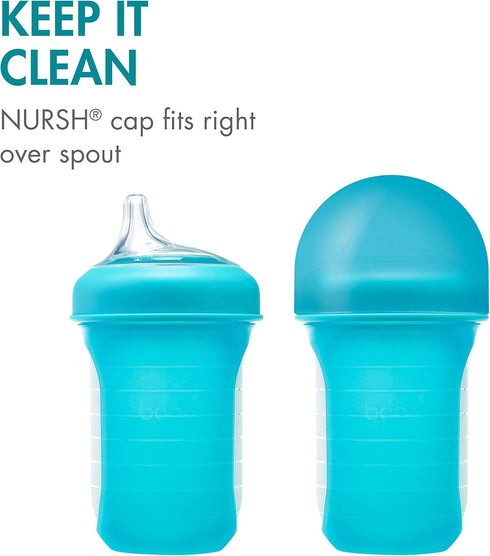 6 3 Count Boon Nursh Silicone Sippy Cup Lid - Convertible Transitional Sippy Spouts for Nursh Baby Bottles - Sippy Cup