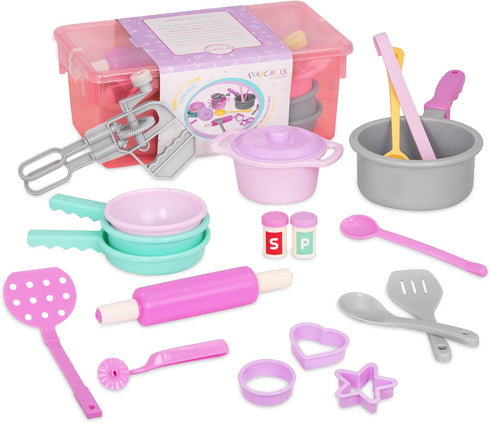 Battat Play Circle Cooking & Baking Kit - Kitchen Toys for Pretend Play (21 Pcs, Ages 3+)