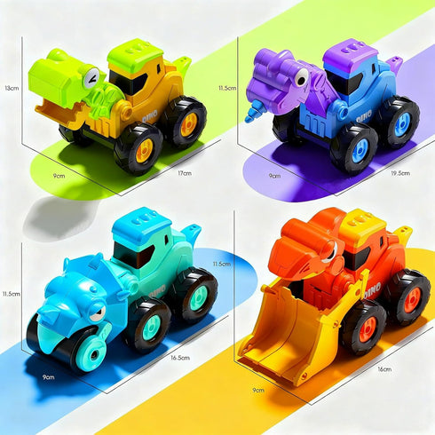 Snugzy 1-3,4 Set,Infant 12-18 Press to Go Car Toys for Toddler PCS Push Go Dinosaur Racing Car Playing Vehicle