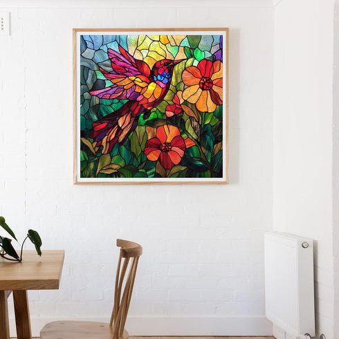 Hummingbird 200 11.2 11.2 Mocfesk Stained Glass Wooden Puzzles, Colorful Bird & Floral Wooden Jigsaw Puzzles for Adults
