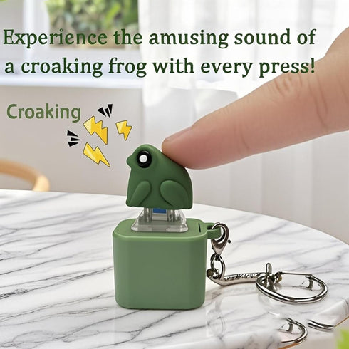 Frog Croaking Fidget Toy, Fun Stress Relief Toy with Led Lights, Cute Frog Croaking Keychain, Adults Keyboard Clicker