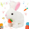 Hopearl Interactive Electronic Pet Plush Bunny - Hopping Rabbit with Carrot, Sounds, Movements for Toddlers, White, 7''
