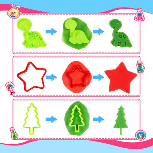 Set 3-8 30-Piece Toyze Playdough Tool for Year Olds | Playdough Accessory Kit with Animal Molds, Rolling Pin & Storage