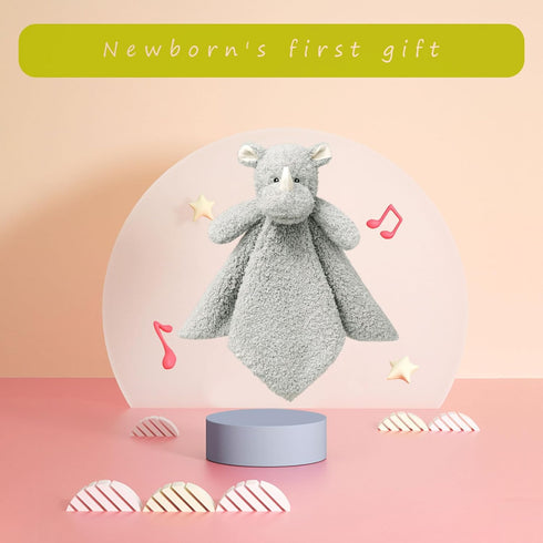 Baby Gray Rhino Soft Stuffed Animal Security Blanket, Plush Lovey for Newborns and Toddlers