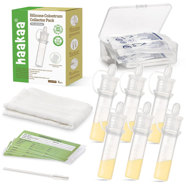 haakaa Colostrum Collector Kit Breast Milk Collector with Cotton Cloth Wipe and