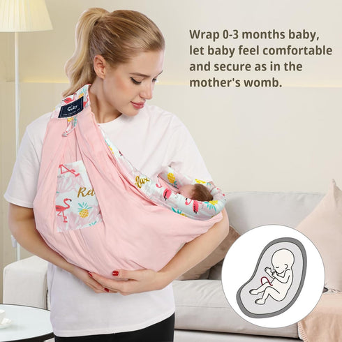 Baby Carrier by Cuby, Natural Cotton Baby Wraps Sling Baby Holder Extra Comfortable for Easy Wearing Carrying