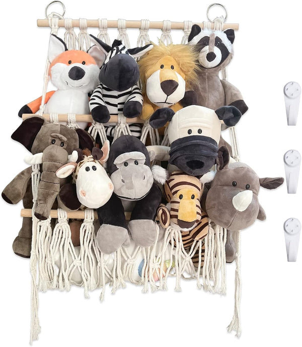 Handmade Stuffed Animal Net or Hammock, Toy Storage Organizer Holder for Small Stuffed Animals