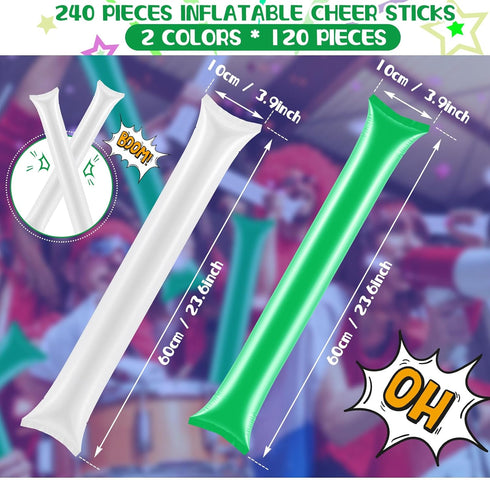 240 Junkin Pieces Thunder Sticks Cheering Cheerleading Accessories Team Spirit Boom Sticks Noise Makers Inflatable