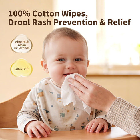 100% 33% Pack 3, 240 Winner Cotton Dry Wipes, USDA Certified Baby Wipes, Thicker & Ultra Soft, Hypoallergenic