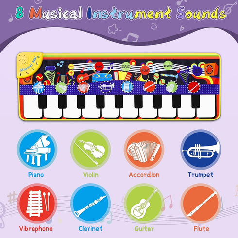 28 1-5 Musical Piano Mat for Toddlers - Music Sounds Floor Piano Keyboard Dance Playmat - Toy & Gift for Kids Years Old