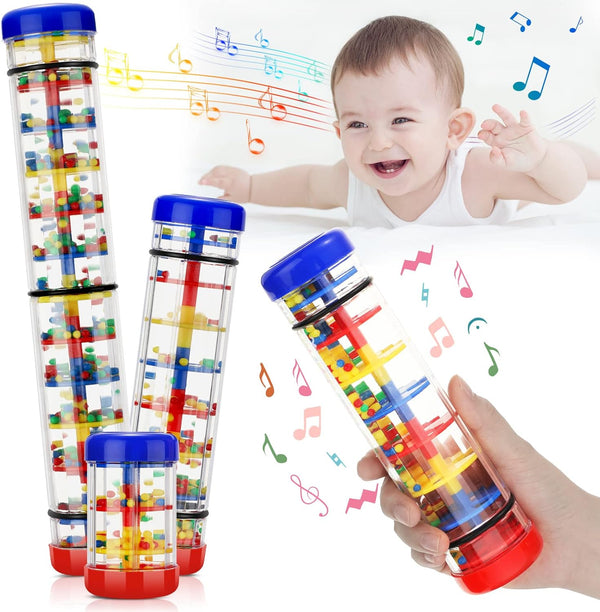 3 Pieces Rainmaker Rain Stick for Baby - Sensory Auditory Musical Instrument Rattle Tube