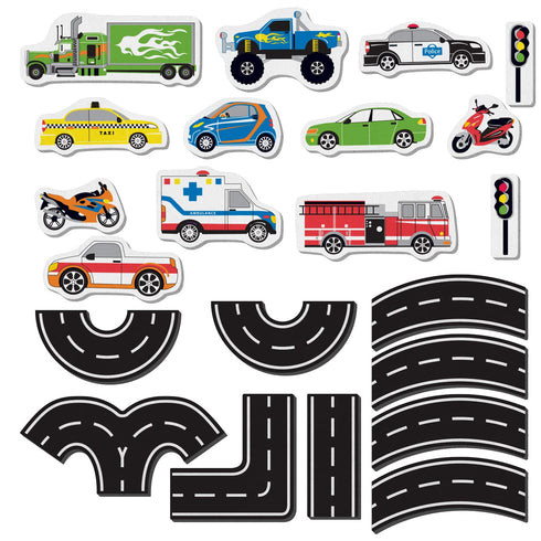 Edushape Magic Creations, Traffic Fun - Baby Bath Foam Toys, Stick-On Removable Foam Bath Toys for Toddlers 1-3