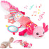 Baby Girls Toys 0-6 Months,Infant Sensory Caterpillar Pink Axolotl Baby Musical Rattles