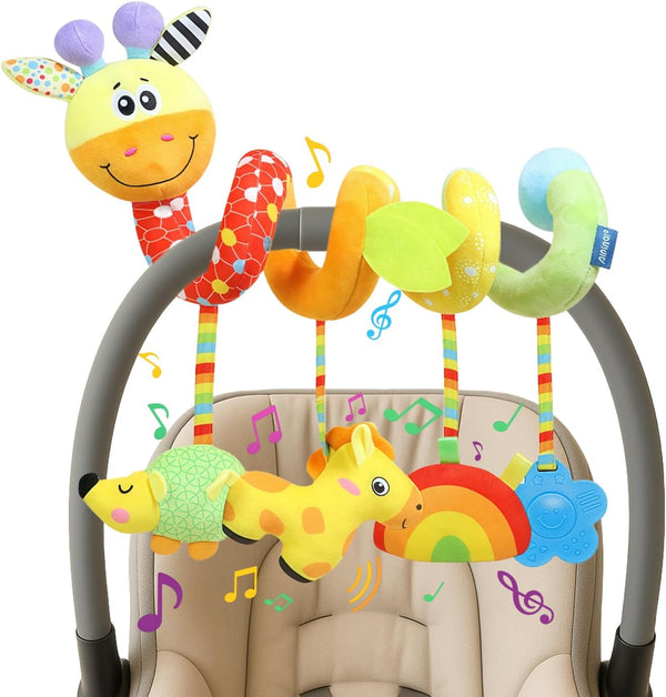 Carseat Toys Hanging for Babies 0-6-12 Months, Crib Toy Hanging Plush Spiral