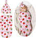 Swaddle Blanket Strawberry Newborn Baby Sleep Sack with Beanie Hat Sets for Boys Girls, Unisex Infant Baby Shower