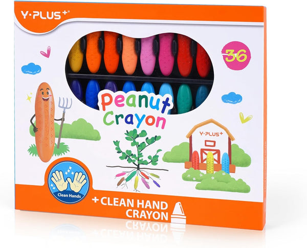 YPLUS Peanut Crayons for Kids, 36 Colors Washable Toddler Crayon, Non-Toxic Baby