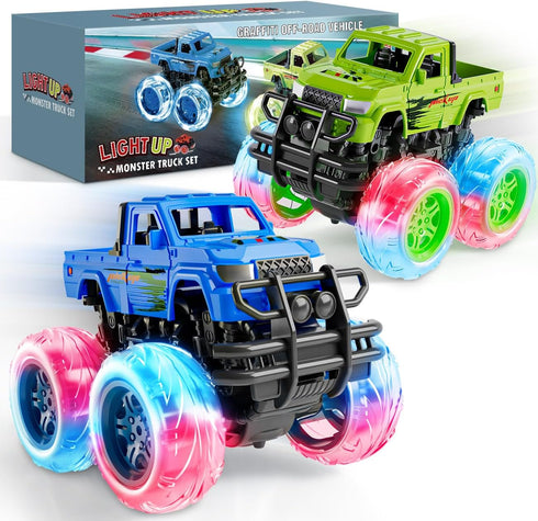 LODBY Monster Trucks Toys for Toddlers, Light-Up Trucks & Cars Toys for