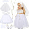 RoundFunny 7 Pcs 18 Inches American Doll Clothes Outfit First Communion Dress with