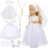 RoundFunny 7 Pcs 18 Inches American Doll Clothes Outfit First Communion Dress with