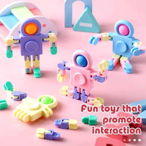 Libima 32 Pcs Robot Fidget Spinner Toys Transformable Sensory Fidget Toys Fingertip Toy Transformable DIY Chain
