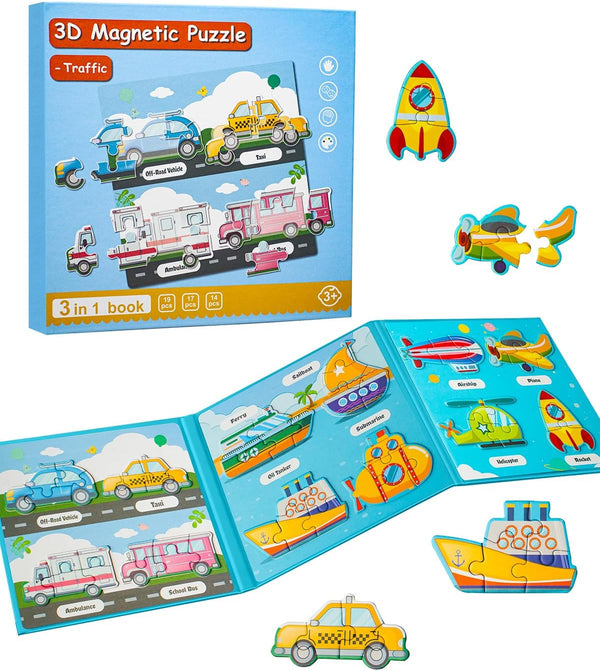 Magnetic Puzzles for Toddlers 1-3: Travel Games for Kids Ages 1-5, Learning Magnet Gift for Road Trip