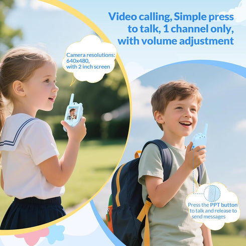 mafiti 2 Pack 3 4 5 6 7 8 1000 Video Walkie Talkies for Kids Rechargeable Birthday Gift Toddler Toys for Year Old Boys