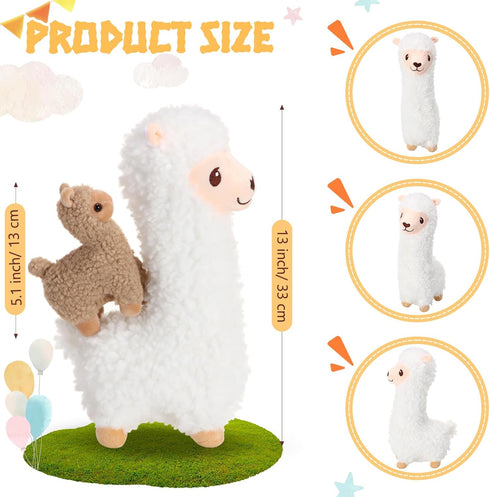Llama Stuffed Animals with 4 Baby Llamas Cute Alpaca Plush Set Kawaii Llama Soft Pillow Dolls for Kids Girls Birthday Wedding Anniversary Presents Home Sofa Decorations