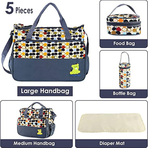 5PCS Mummy Diaper Bag Set, Shoulder Bags for Baby Nappy Diapers