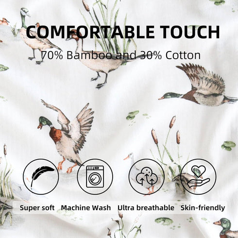 LifeTree Muslin Changing Pad Cover for Baby Girls Boys, Natural Comfort Diaper Change Table Pad Covers, Mallard Duck