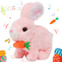 Hopearl Hopping Rabbit with Carrot Interactive Electronic Pet Plush Bunny Toy with Sounds and Movements, Animated