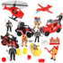 Kids Firefighter Action Figures Playset, Fireman Figures Toys with Tools, Red Fire