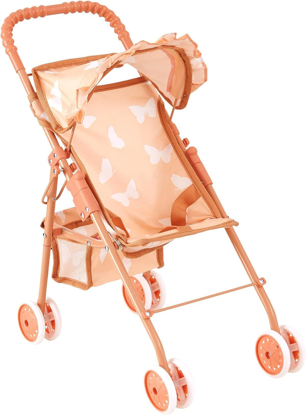 My First Baby Doll Stroller for Toddlers - Folding Toy Stroller for Dolls with Storage Basket and Canopy