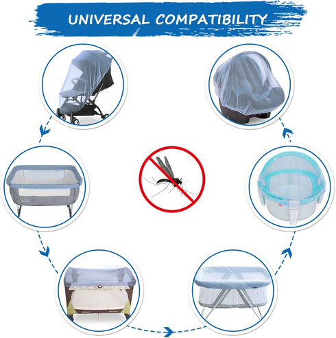 Baby Mosquito Net for Stroller, Perfect Bug Net for Bassinets, Cradles, Playards, Blue