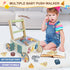 Wooden Baby Walker with Wheels, Montessori Kitchen Walking Toys, Pretend Play Grocery Toys, Sorting and Stacking Toys