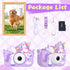 Unicorn Toys Camera for Kids Girls Age 3-8, Digital Selfie Video Camera with HD 1080P, 32GB SD Card, Purple