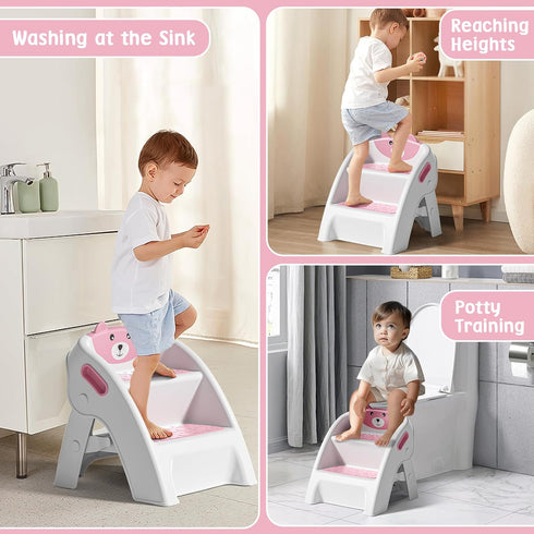 TPN A-Frame,10-Second 2-Step Toddler Step Stool for Bathroom Sink and Potty Training Durable Anti-Slip,Anti-Tip