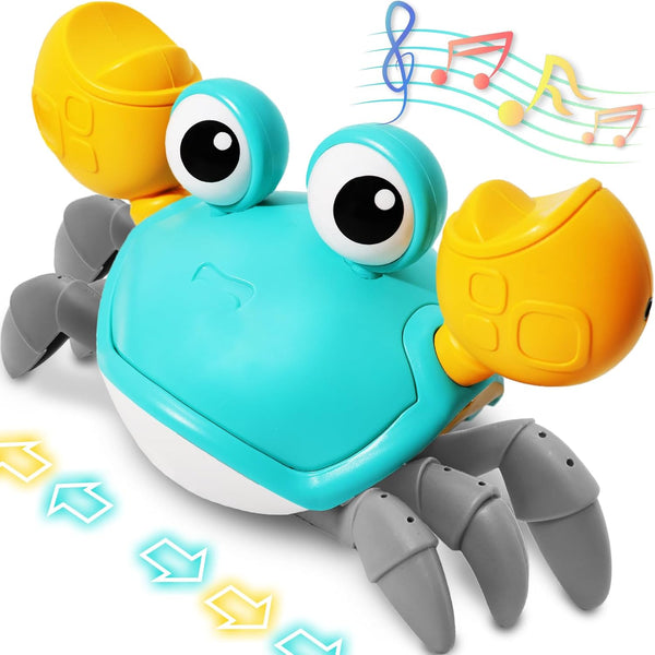 Pbooo Crawling Crab Baby Toy - Interactive Walking Dancing Crab Toy (Infrared Sensing) for 3-12 Months, Toddler Learning
