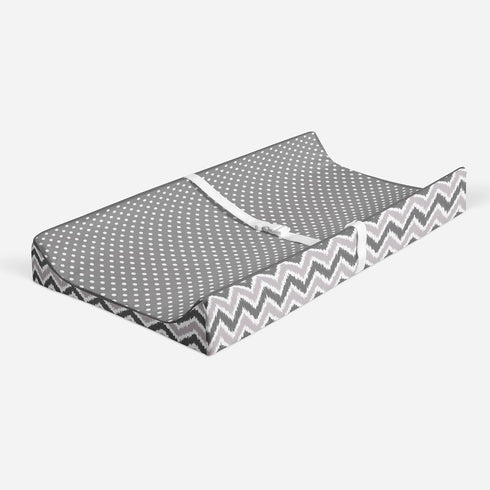 Grey Pin Dots/Zigzag Changing Pad Cover - Mix and Match Design