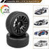 12mm Hex Preglued Wheels Tires Set, 1/10 On Road RC Car Compatible with Tamiya TT02 TT01 Traxxas 4tec 2.0 3.0 Touring