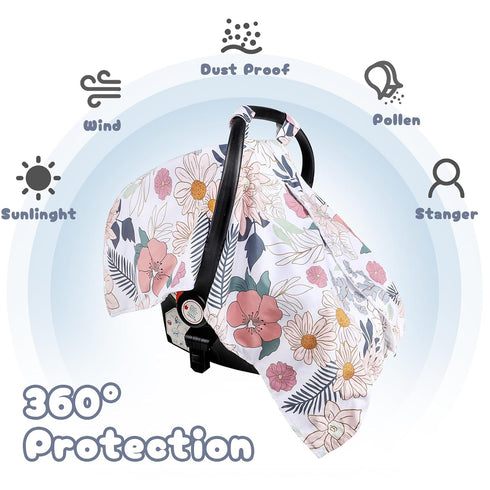 Car Seat Cover Baby, Infant Car Seat Canopy Covers for Newborn Girls Boys,Stretchy Nursing Pillow Cover Removable