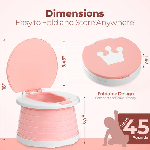 Portable Toddler Travel Potty with Silicone Insert Foldable Potty Chair for Car & Road Trips, Spill-Resistant Training