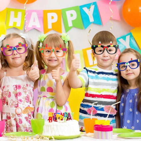 6 Pcs DIY Building Bricks Glasses for Kids Birthday Party Favors, Boys Girls Carnival Games Decor