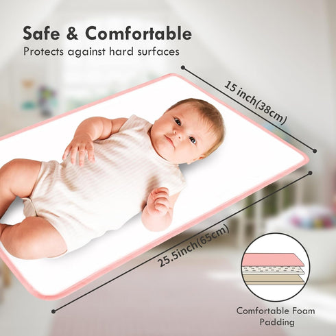 Portable Diaper Changing Pad for Baby - Waterproof Compact Changing Mat with Wrist Strap - Wipeable Travel Changing Pad