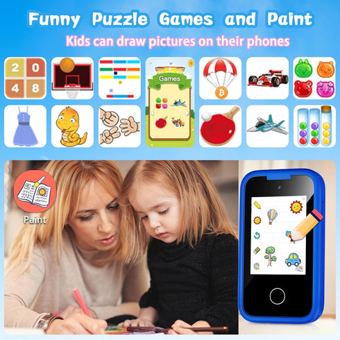 3 4 5 6 7 8 9 10 3-8(Blue) Kids Phone Birthday Gifts Toy for Year Old Girls Boy,Toddler Kid Smart Phone with Dinosaur