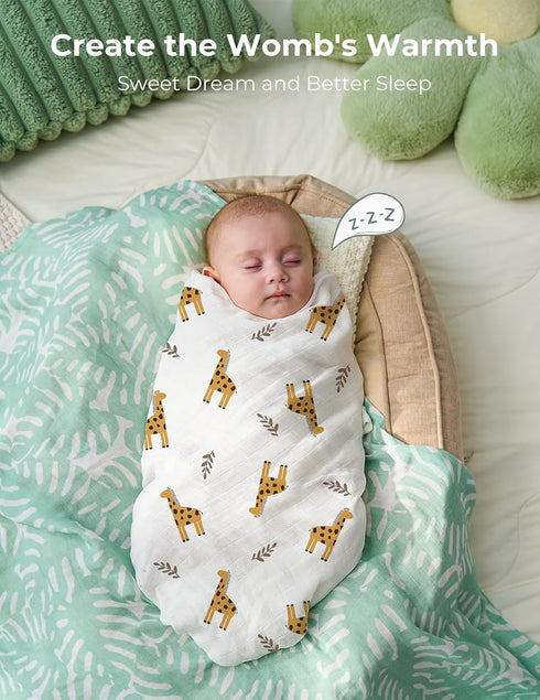 Momcozy 4-Pack 47"x47", Muslin Swaddle Blankets, Breathable and Skin-Friendly Receiving Blankets for Boys, Best Wishes