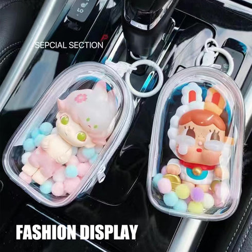 Clear Doll Display Bag - Keychain Portable Hanging Figure Storage, Dustproof Collectibles Display Case