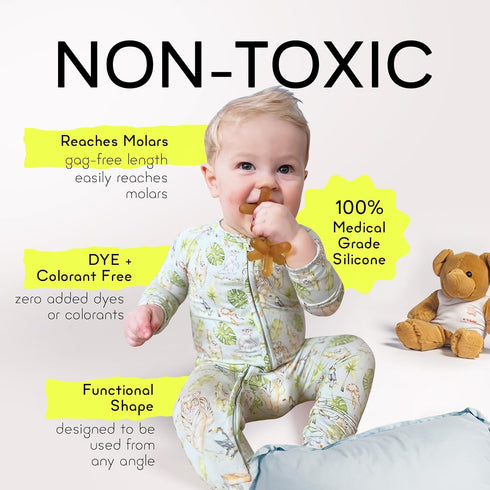 Moonjax Natural Rubber Baby Teething Toys, CPSIA Certified Teether for Infants and Toddlers