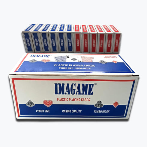 Plastic Playing Cards, Poker Size, Casino Quality, Jumbo Index, Waterproof & Washable, 6 Blue Deck & 6 Red Deck