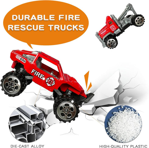 15 Pack Set, 3-12+ OTONOPI Fire Truck Toys Fire Engine Emergency Vehicles, Die Cast Mini Rescue Emergency Car Toy