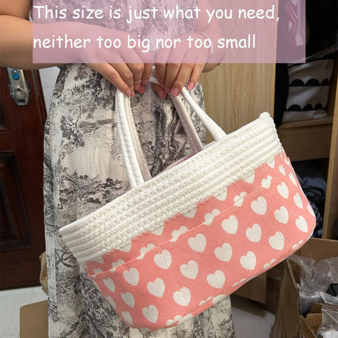 Pink Diaper Caddy Organizer for Baby Girl-Large Portable Diaper Caddy Basket for Changing Table-Diaper Organizer